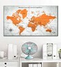White Orange World Map Printed Framed Wall Art