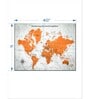 White Orange World Map Printed Framed Wall Art