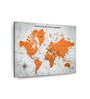 White Orange World Map Printed Framed Wall Art
