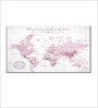 White Pink World Map Printed Framed Wall Art