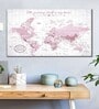 White Pink World Map Printed Framed Wall Art