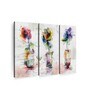 White Rustic Colorful Flowers Painting Wall Art Panels ( Set Of 3)