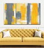 Yellow Grey Abstract Printed Framed Wall Painting ( Set Of 3)