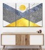 Yellow White Marble Textured Geometric Painting Wall Art Panels ( Set Of 3)