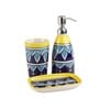 Potter's Touch Blue & Yellow Ceramic (Set of 3) Bath Accessory Set