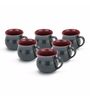 Pottery 150Ml Blue And Maroon Stoneware (Set Of 6) Tea Cups