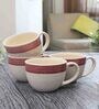 Pottery Glazed 300ml White (Set of 4) Ceramic Coffee Mug