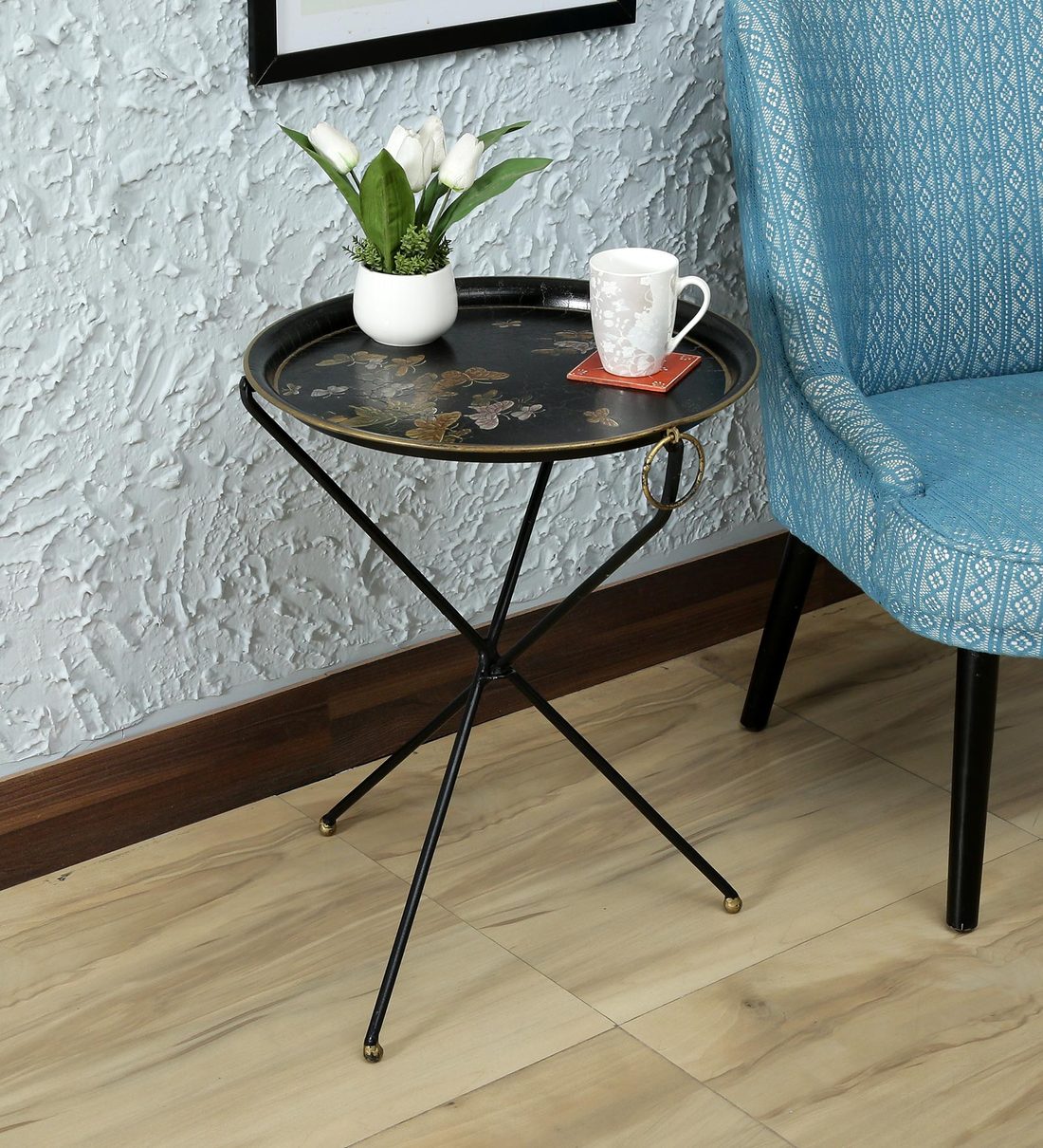 Buy Prahl Metal End Table In Black Colour By Bohemiana Online