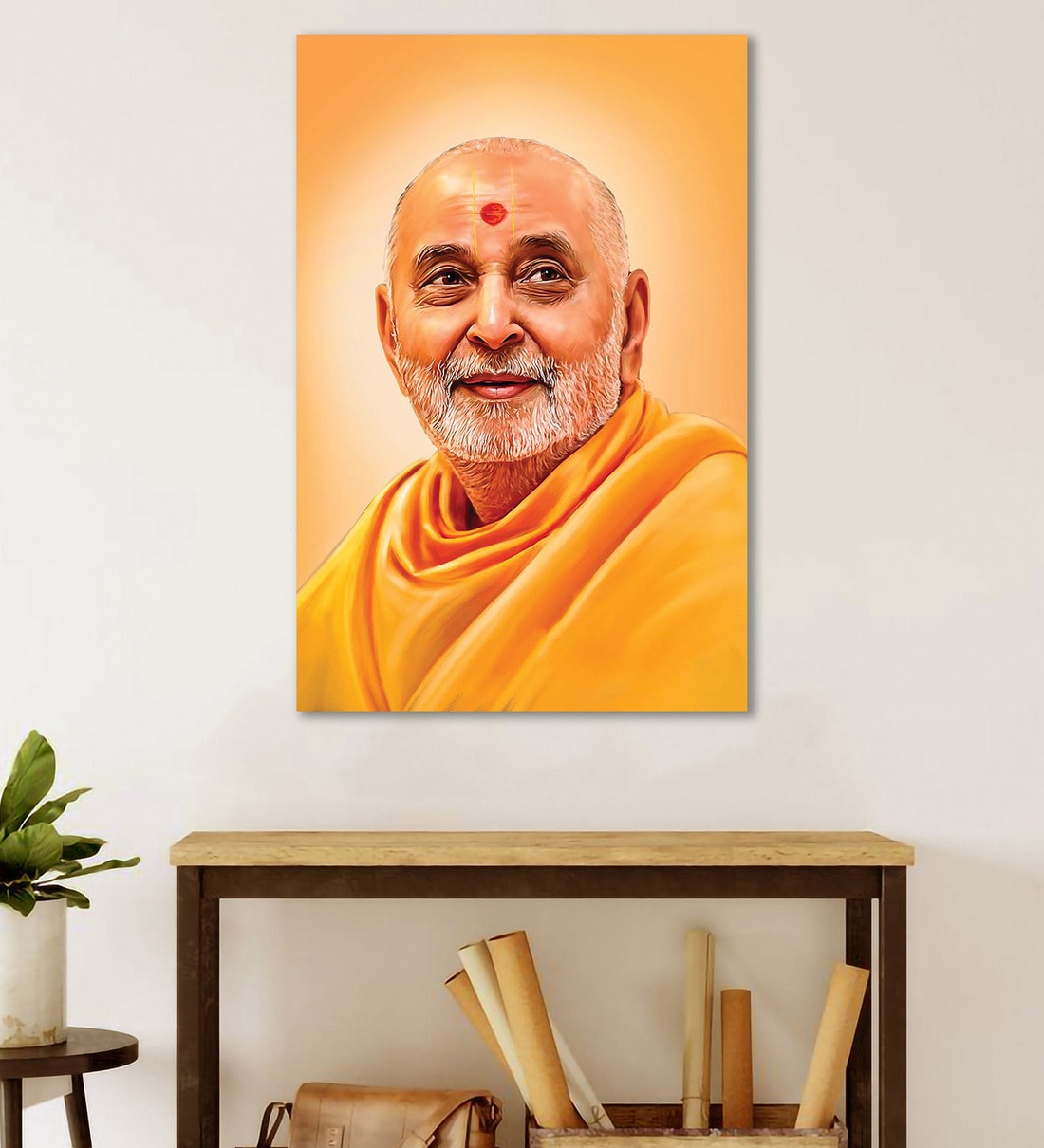 buy-pramukh-swami-maharaj-16-x24-stretched-and-teakwood-framed-art