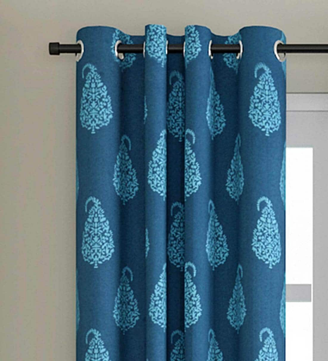 curtains in blue