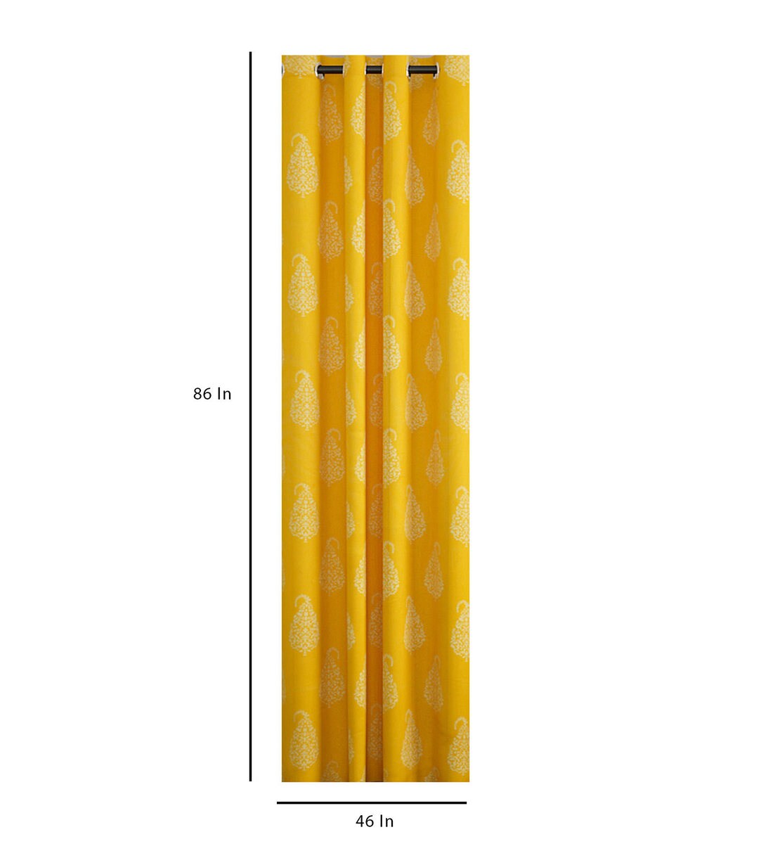 Buy Yellow Cotton Traditional 7 Ft Light Filtering Eyelet 1 Door