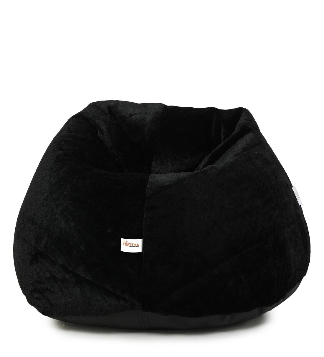 Buy Premium Fur Jumbo Bean Bag with Beans in Black Colour by Sattva