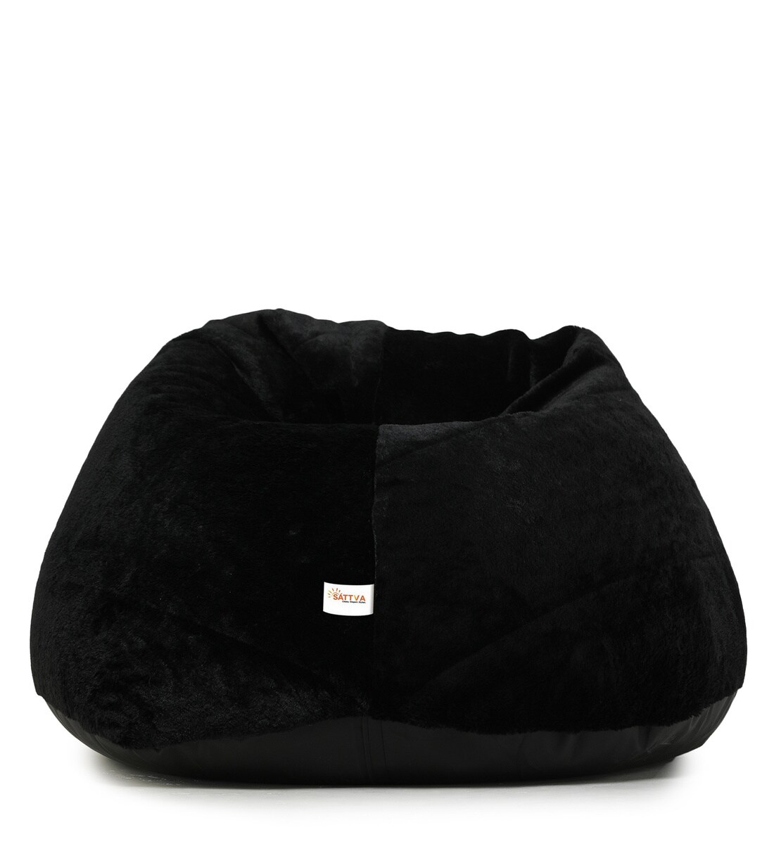 Buy Premium Fur Jumbo Bean Bag with Beans in Black Colour by Sattva