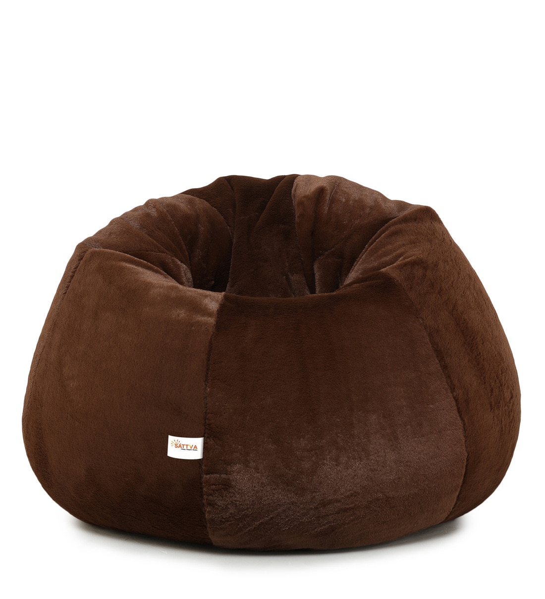 Buy Premium Fur Jumbo Bean Bag with Beans in Brown Colour by Sattva