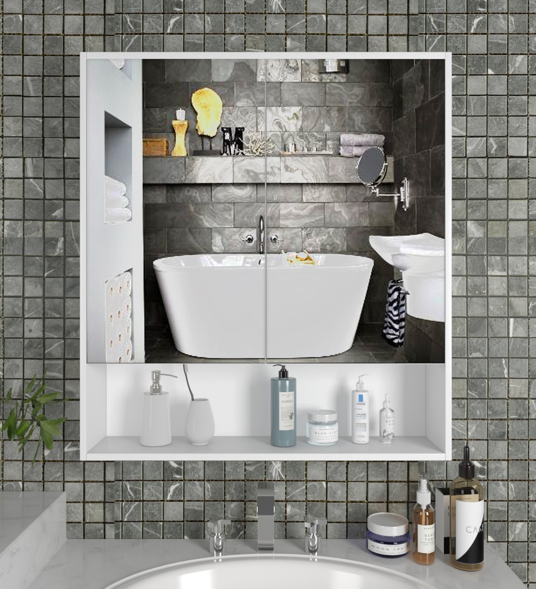 Buy Premium White Engineered Wood Bathroom With Mirror by