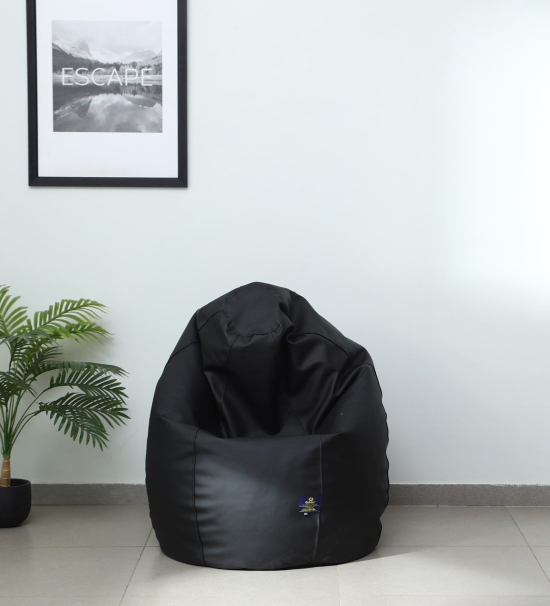 Buy Premium XL Leatherette Bean Bag with Beans in Black Colour at 5
