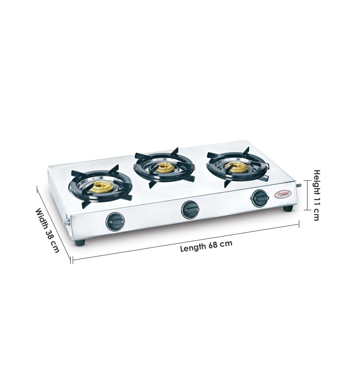Buy Prestige 3 Brass Burners Manual Stainless steel Gas Stove (Model No