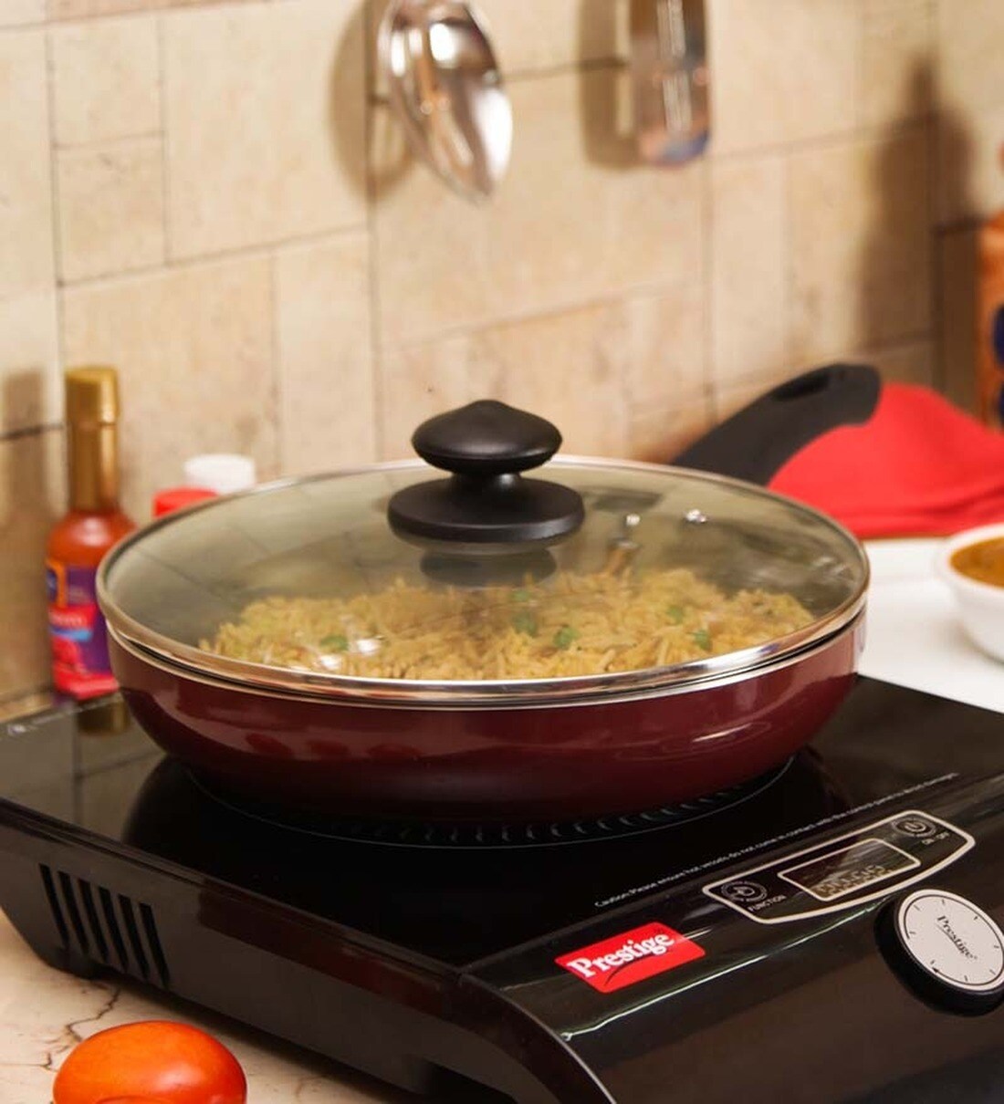 Buy Prestige Omega Deluxe Fry Pan with Lid 240 mm Online Frying