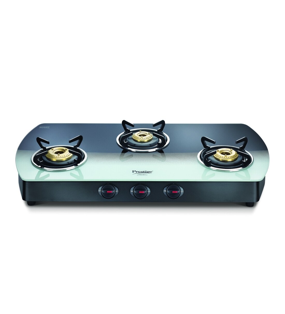 Buy Prestige 3 Brass Burners Glass Manual Gas Stove (Model No 40173