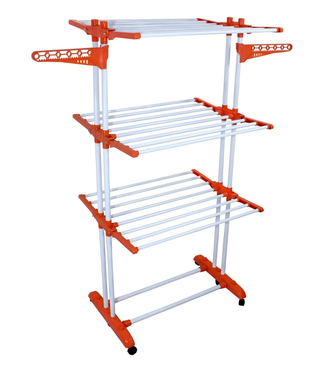 Prince Jumbo Mild Steel Floor Rested Cloth Dryer Stand In Orange Length 63.78 Height 25.19