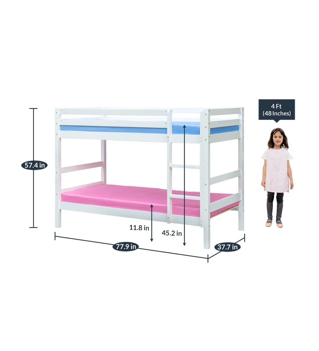 Buy Princess Bunk Bed with Pull Out Bed in Pink Online Bunk Beds