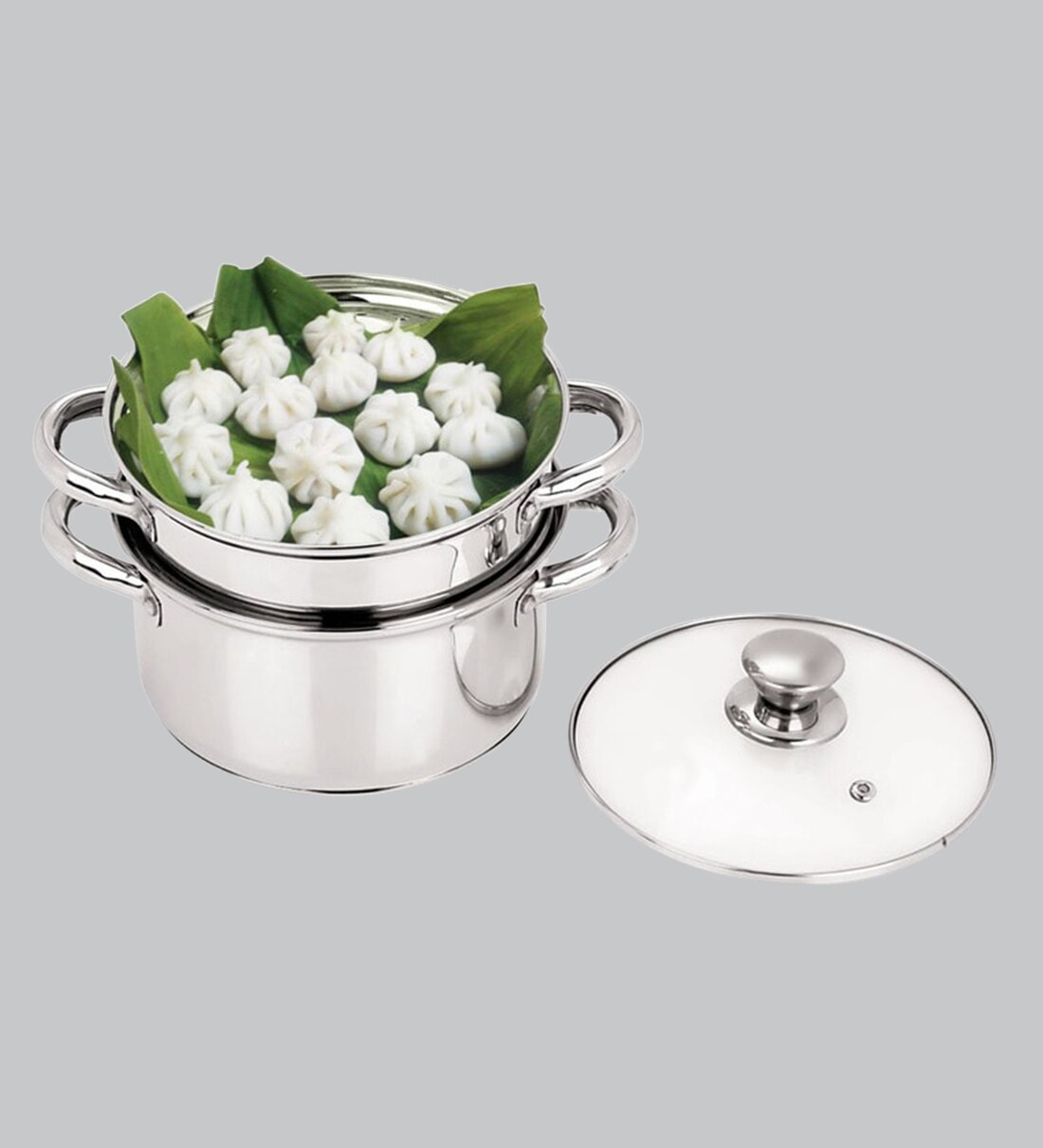 Buy Stainless Steel Induction Base Steamer with Glass Lid 2 Ltr By Pristine Online Vegetable
