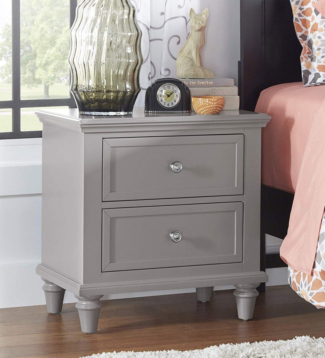 Buy Pristine Two Drawer Bedside Table In Grey By Urge Online Kids Bedside Tables Kids Furniture Kids Furniture Pepperfry Product