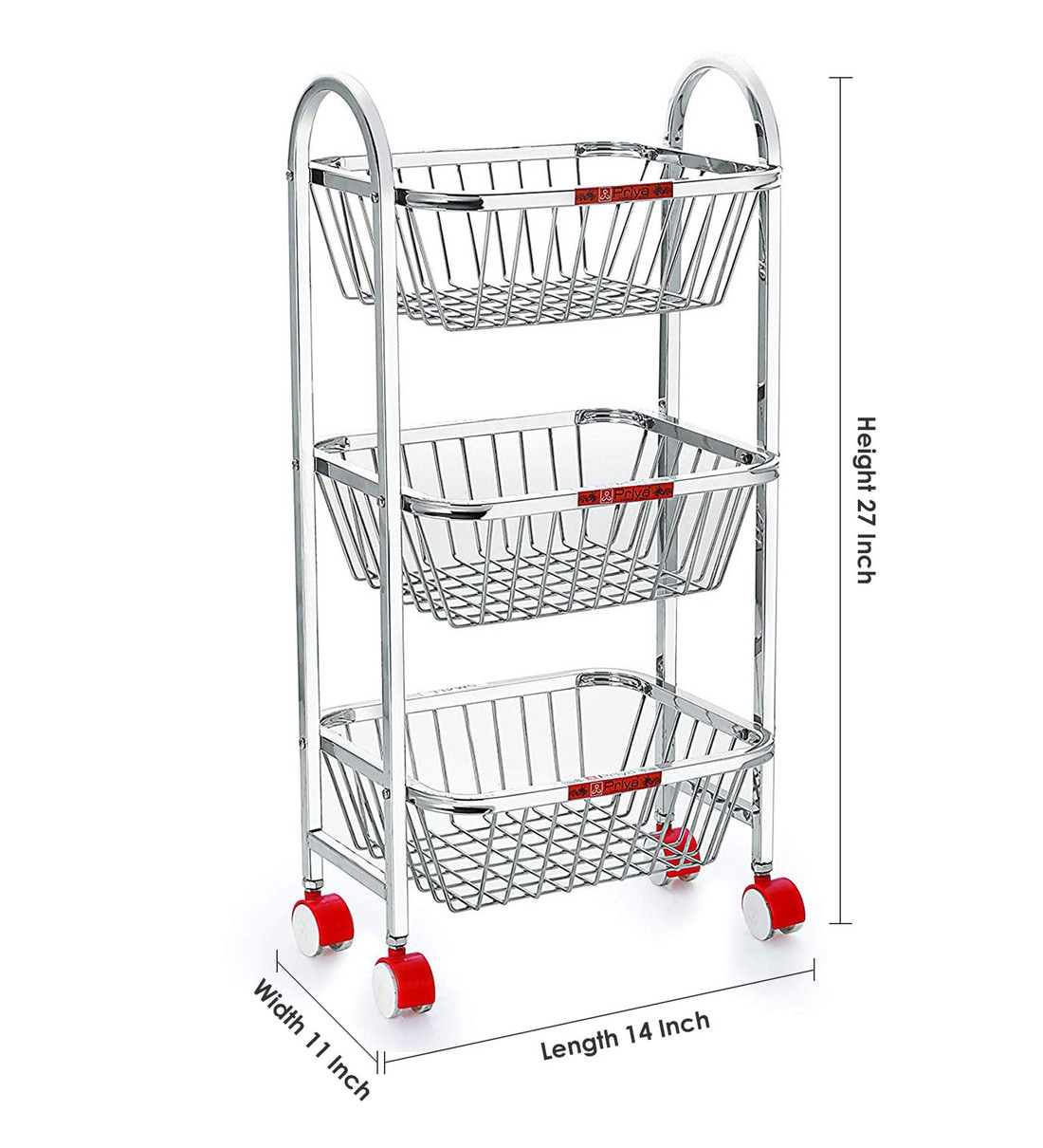 Buy 3 Tier Stainless Steel Kitchen Trolley By Priya Online Kitchen