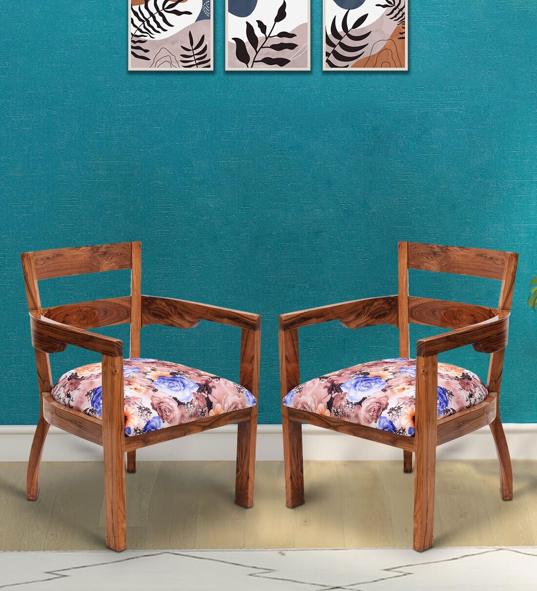 Buy Projakto Arm Chair (Set of 2) in Brown Colour by DZYN Furnitures