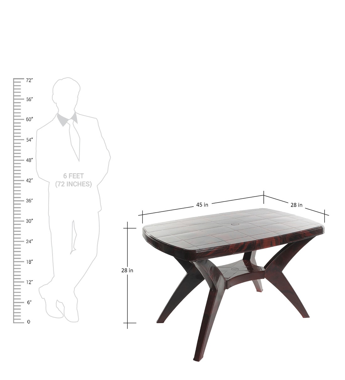 Buy Proline 4 Seater Plastic Dining Table in Rose Wood Colour by Cello