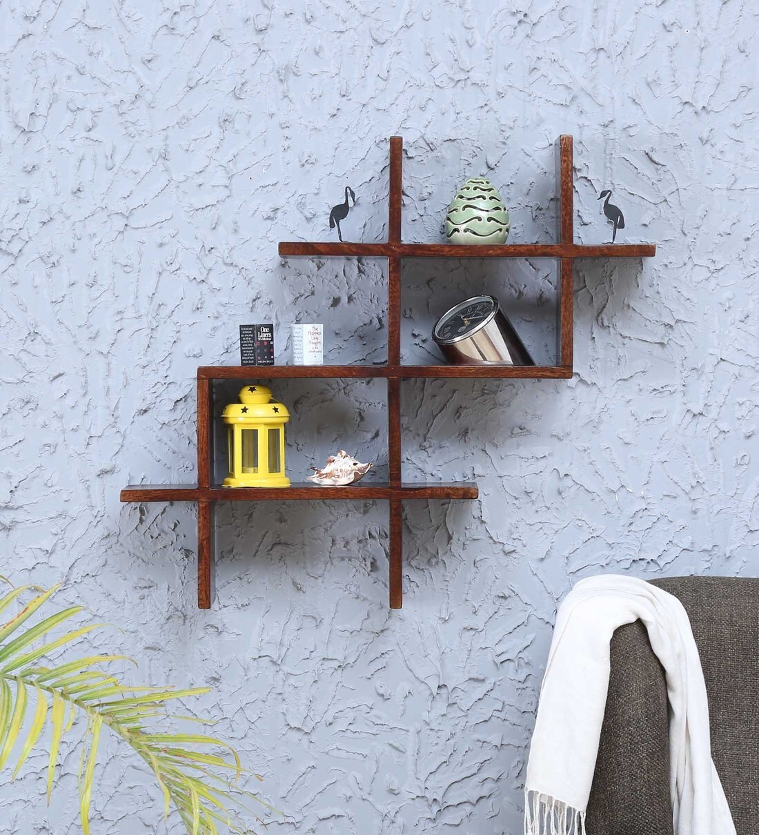 Buy Sheesham Wood Floating Wall Shelf in Provincial Teak Finish by My