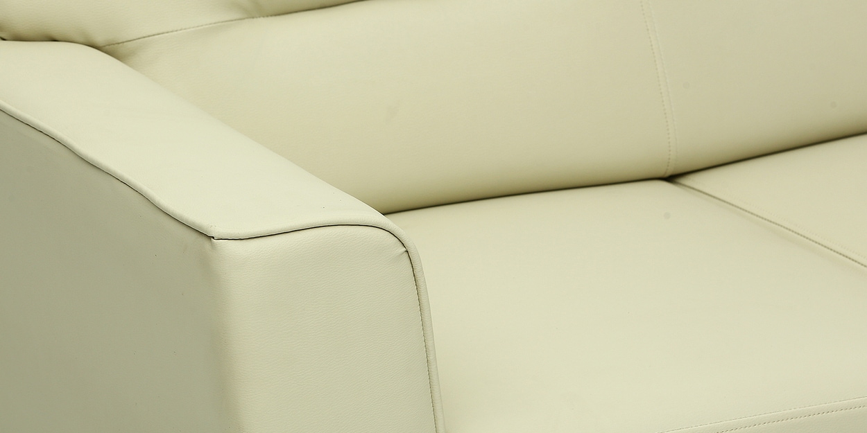 Buy Preston Leatherette 3 Seater Sofa in Cream Colour by Vittoria