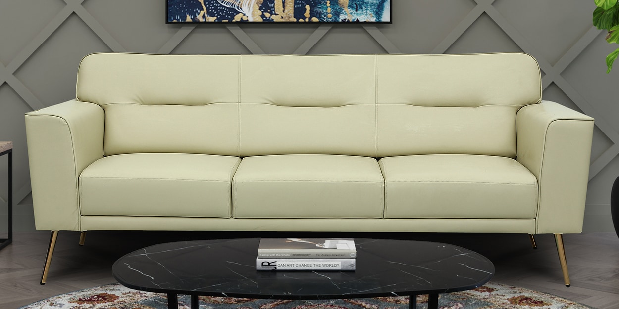 Buy Preston Leatherette 3 Seater Sofa in Cream Colour by Vittoria