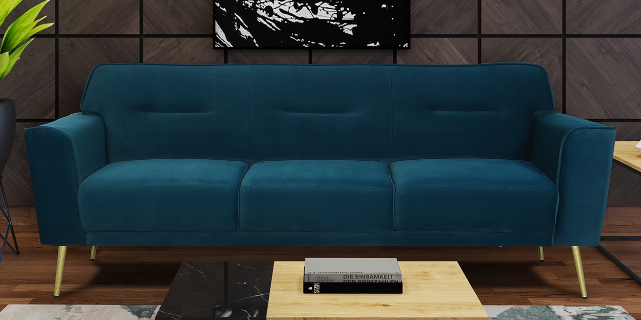 Buy Preston Velvet 3 Seater Sofa in Teal Blue Colour by Vittoria Online