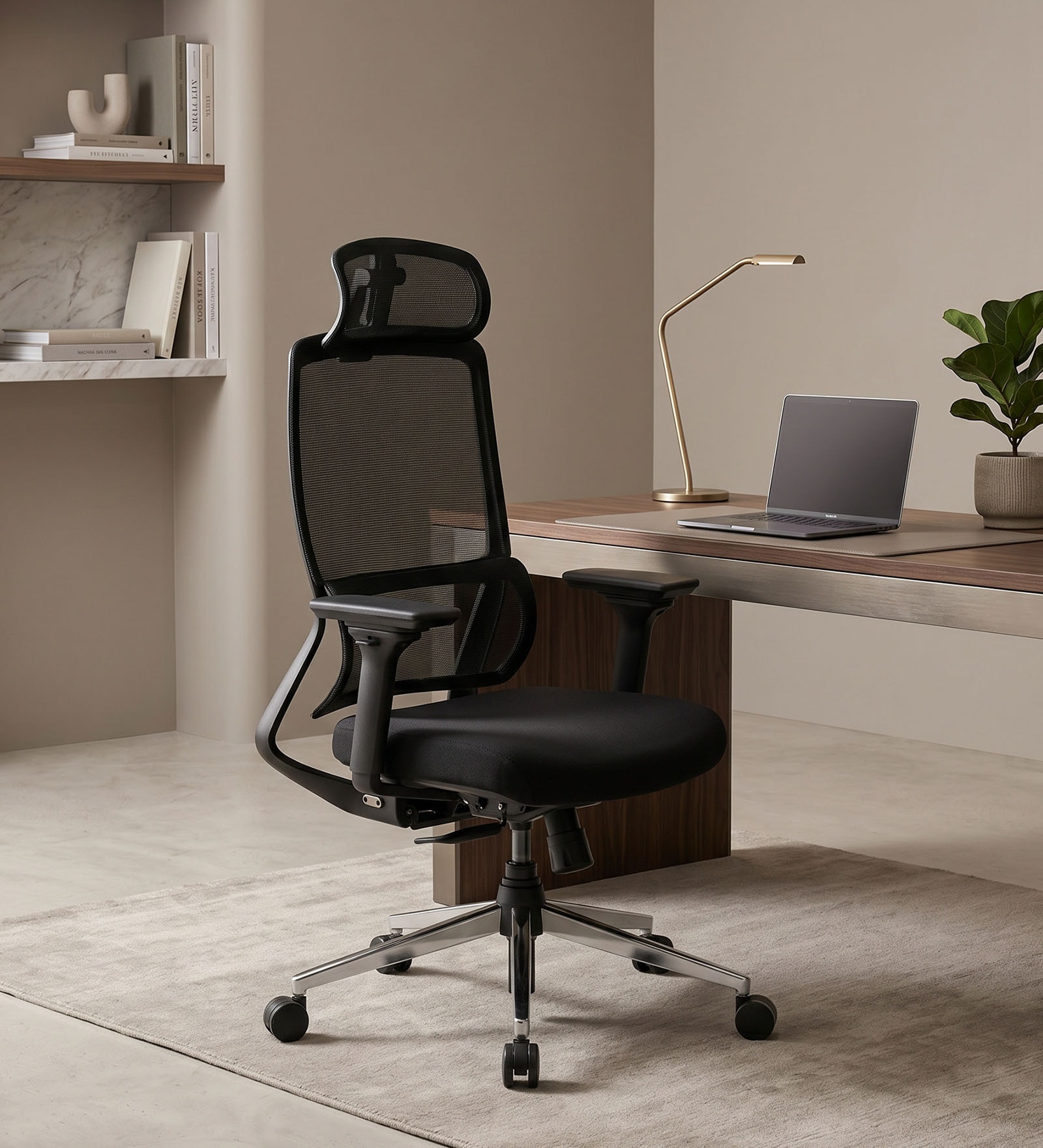 Pravah Office Chair with Seat Slider and 4D Adjustable Armrest in Black