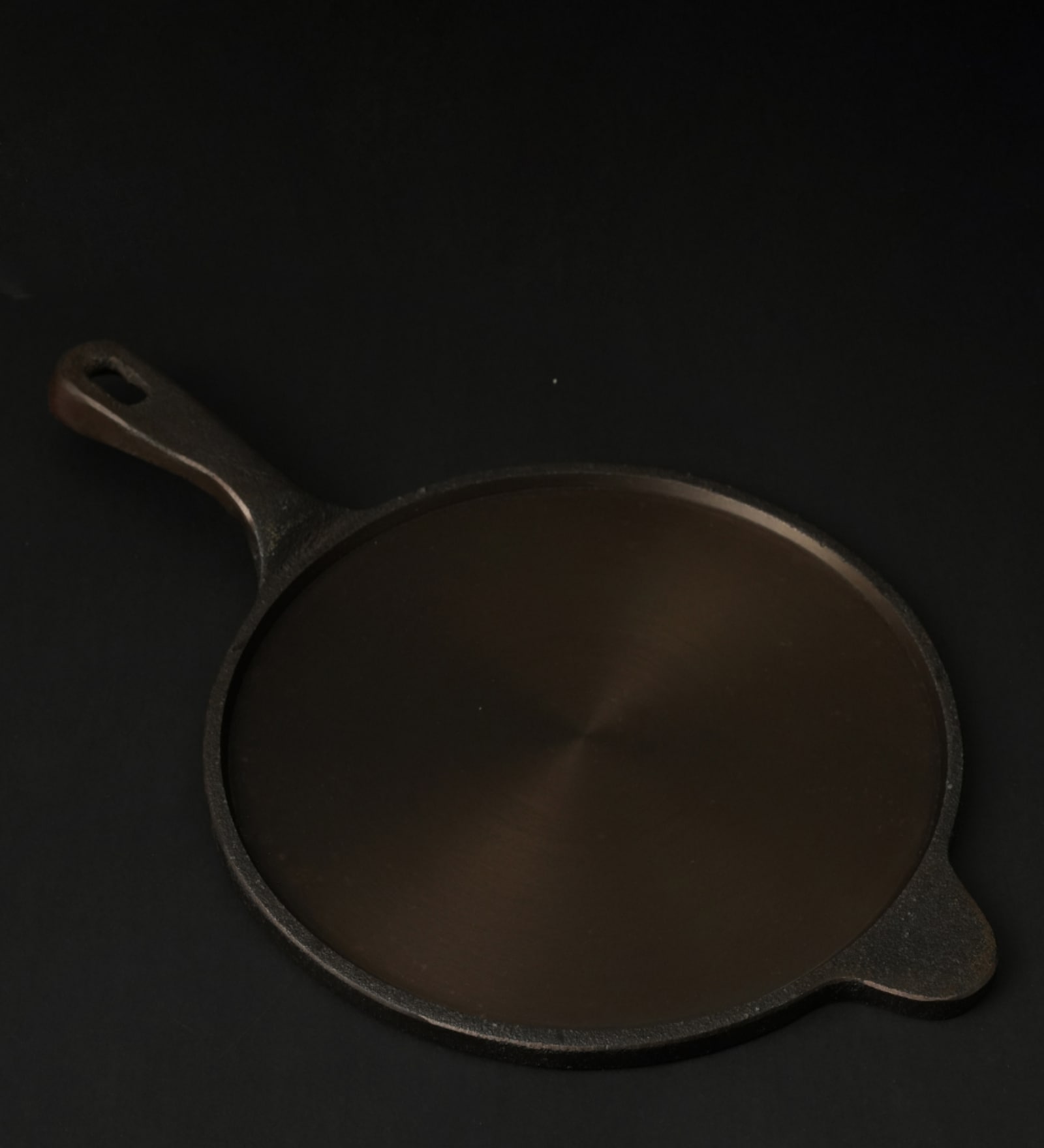 Black Pre-Seasoned Cast Iron Roti Tawa Big Size with Stick Handle 10Inch