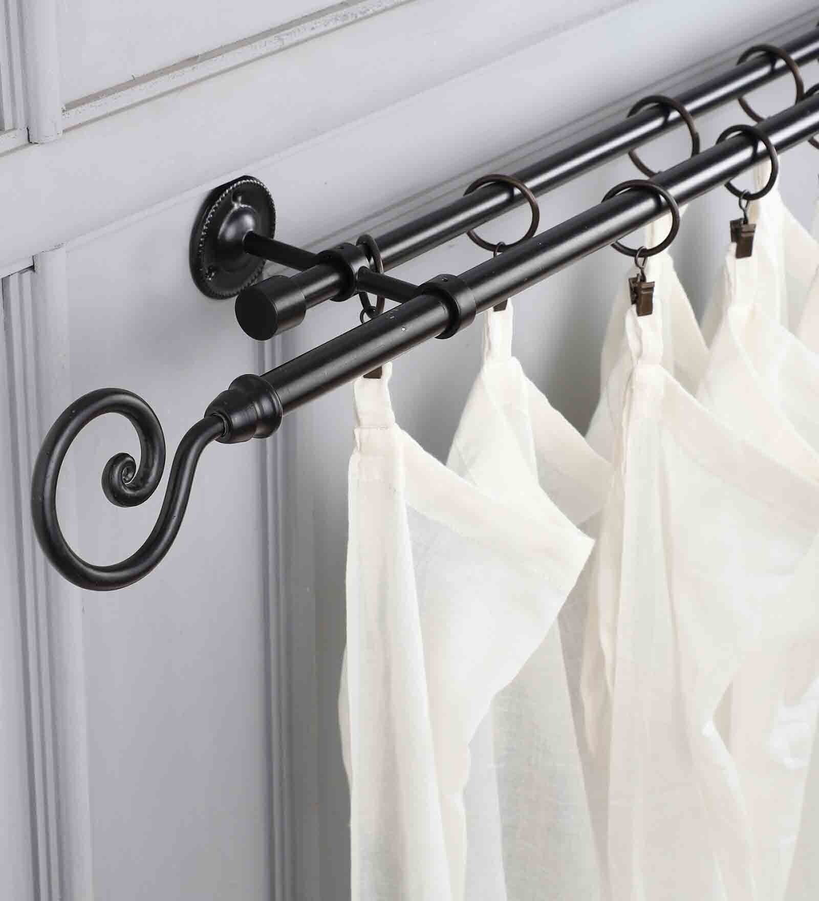 Black 19 mm Iron Curtain Rod with Iron Finial
