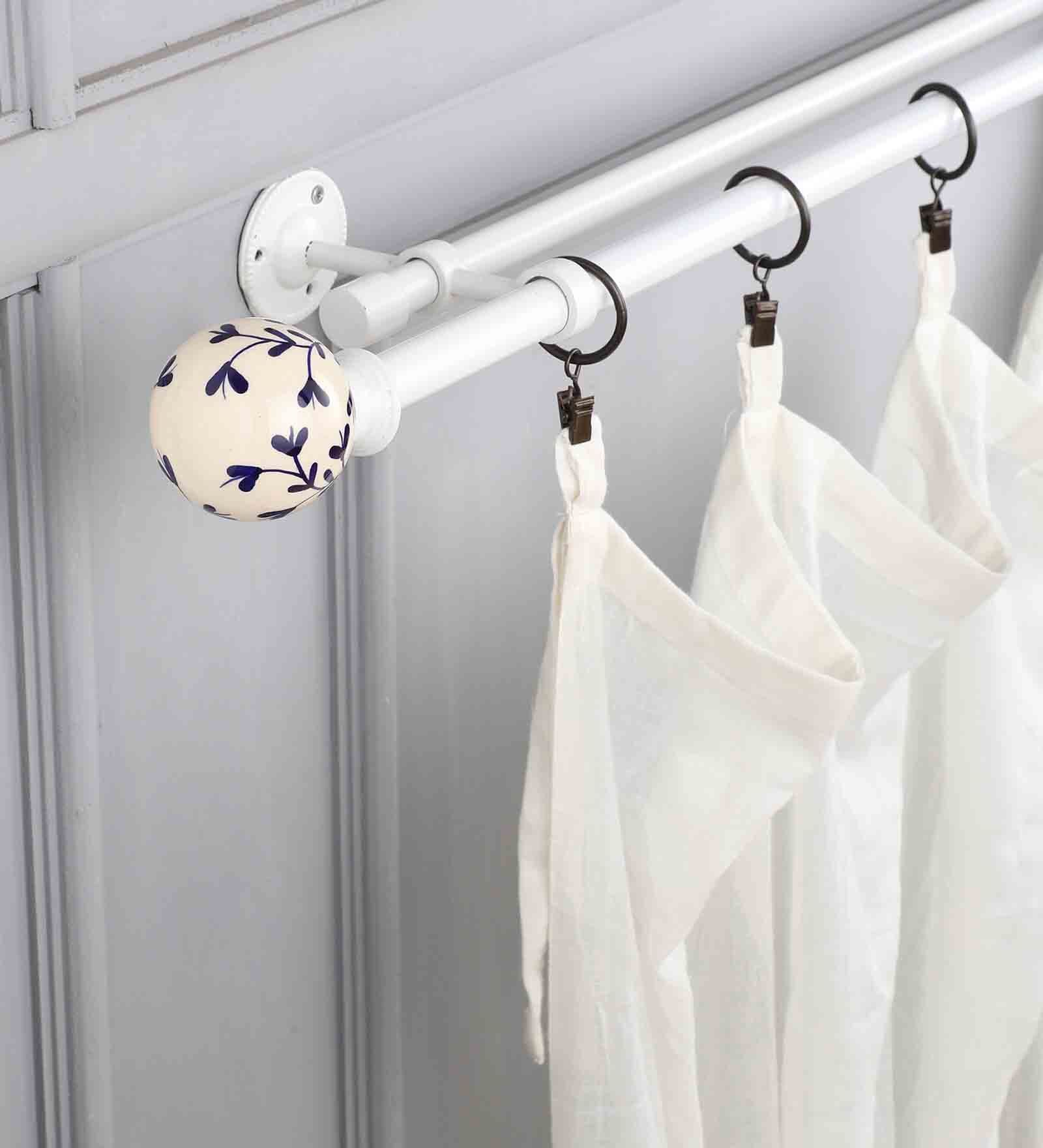 Buy Premium 19mm Iron Curtain Rod with Blue Ceramic Finial by