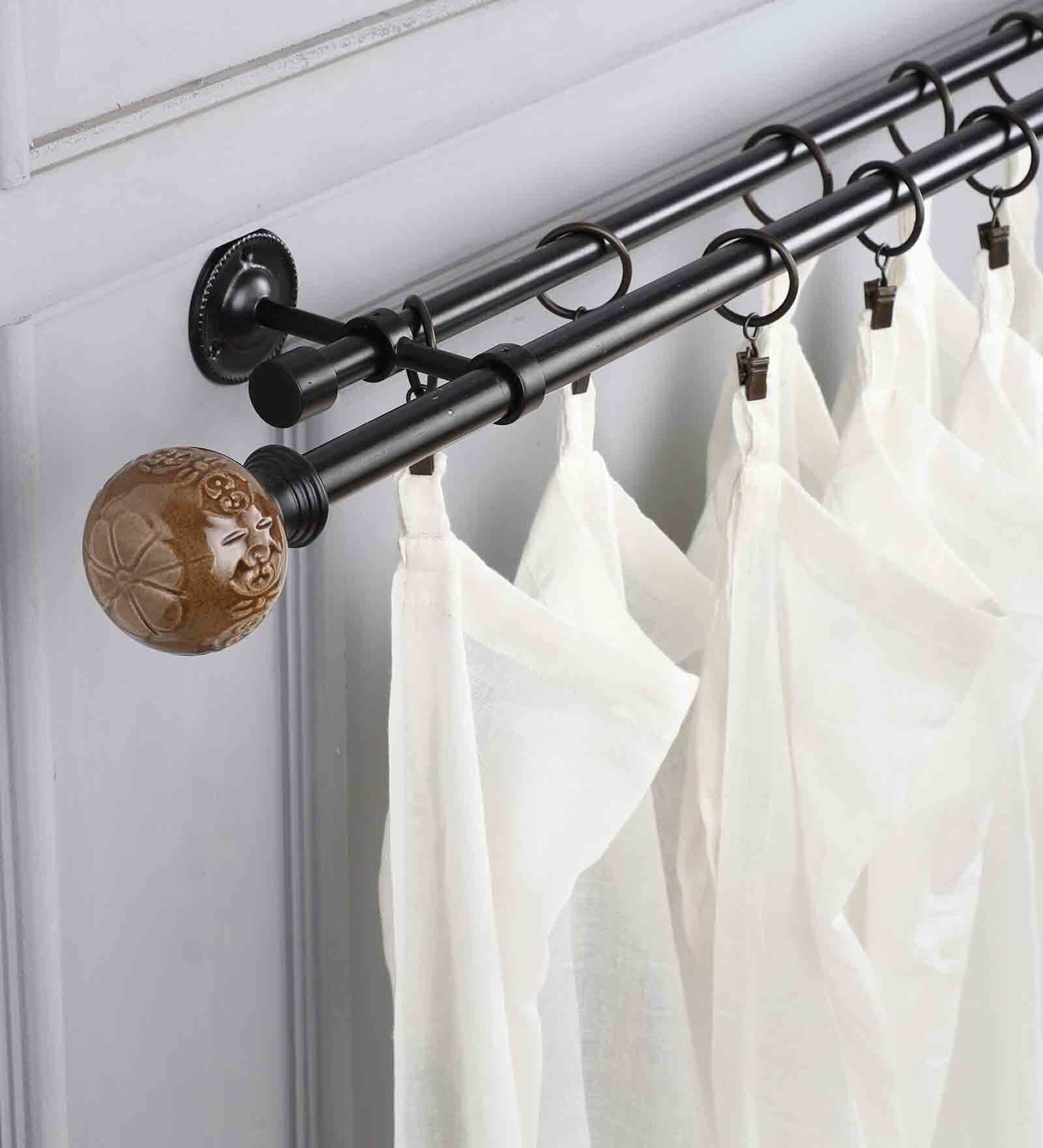 Brown 19mm Iron Curtain Rod with Finial