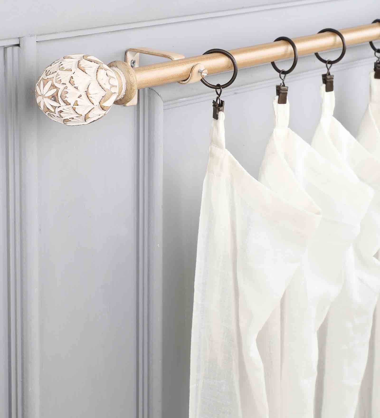 Premium 19 mm Iron Curtain Rod with Wooden Finial