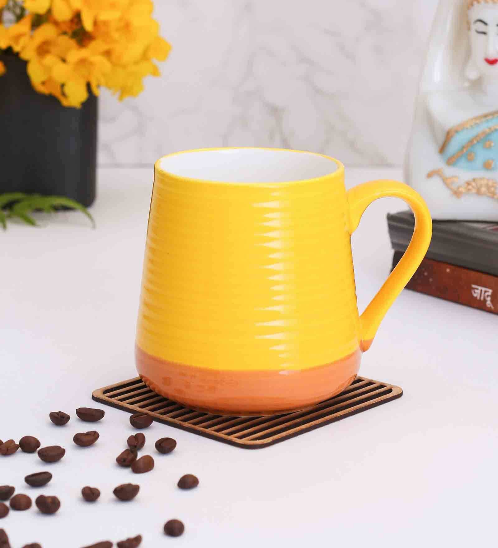 Premium 320ml Yellow Ceramic Coffee Mug