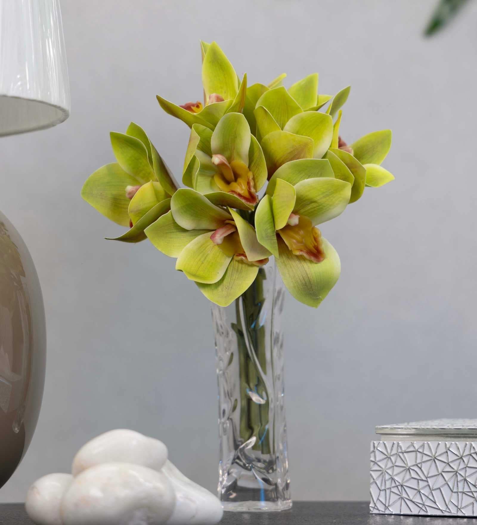 Premium Artificial Orchid Flower Bunch with 6 Flower Heads(Green) Premium Artificial Orchid Flower Bunch with 6 Flower Heads(Green)