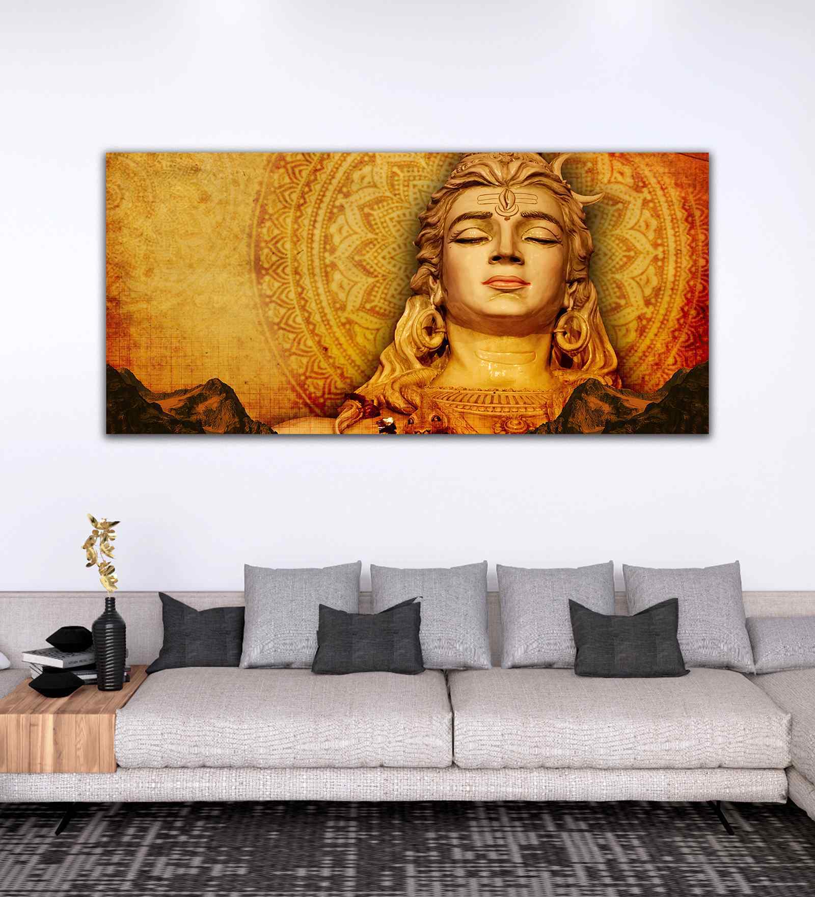 Premium Canvas Spiritual Lord Shiva Wall Painting