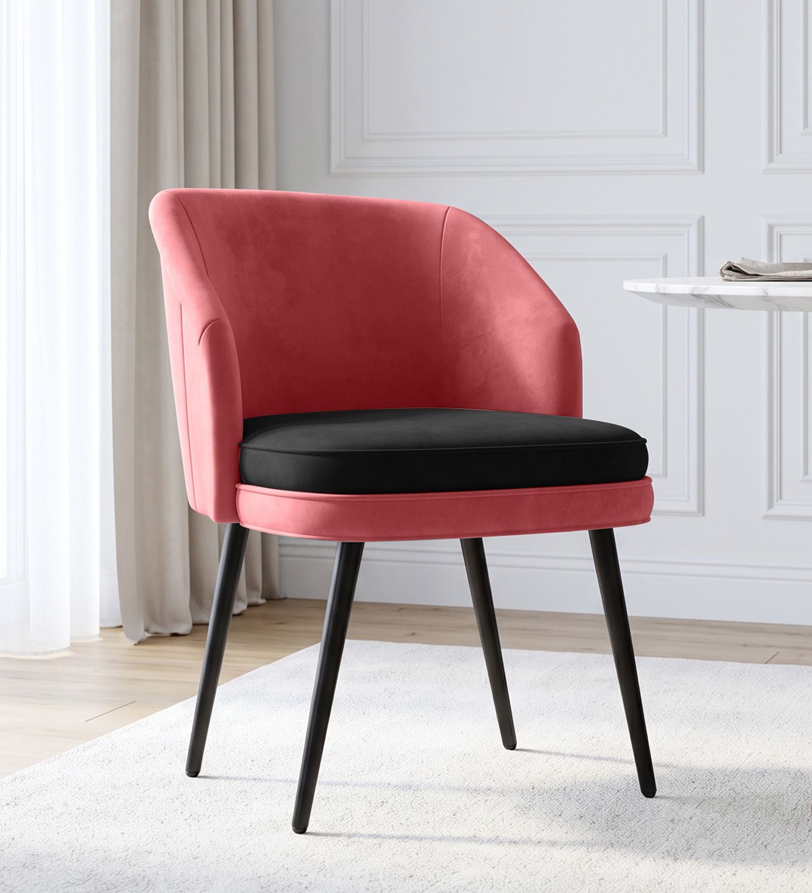 Premium Curved Accent Chair In Pink Colour