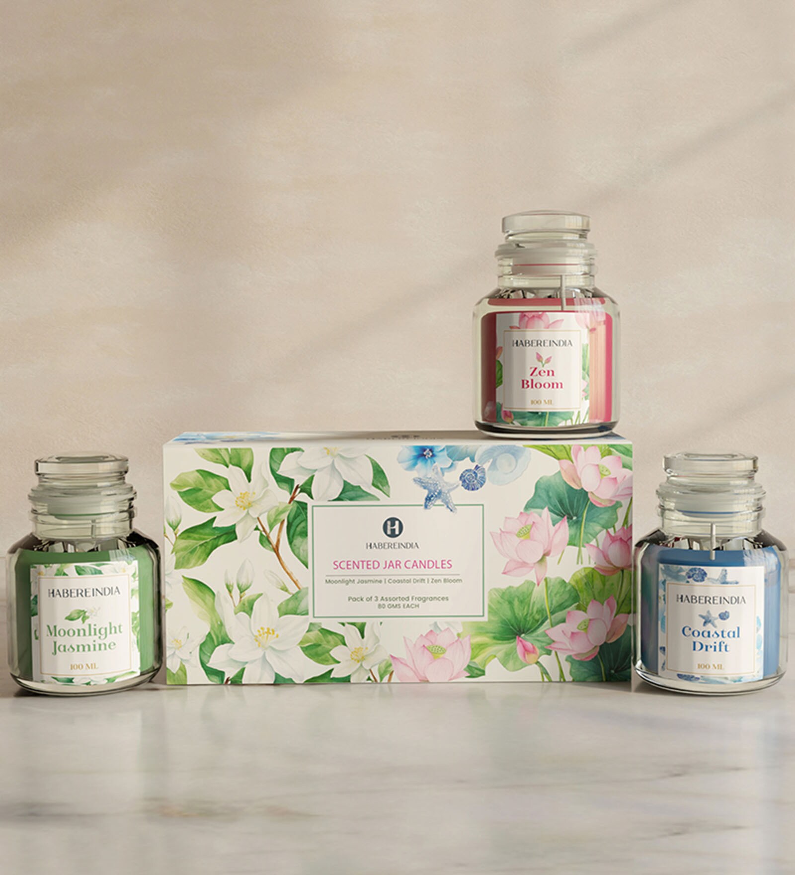 Set Of 3 Multicolor Wax Glass Jar Scented Candle For Relaxation And Stylish Ambiance