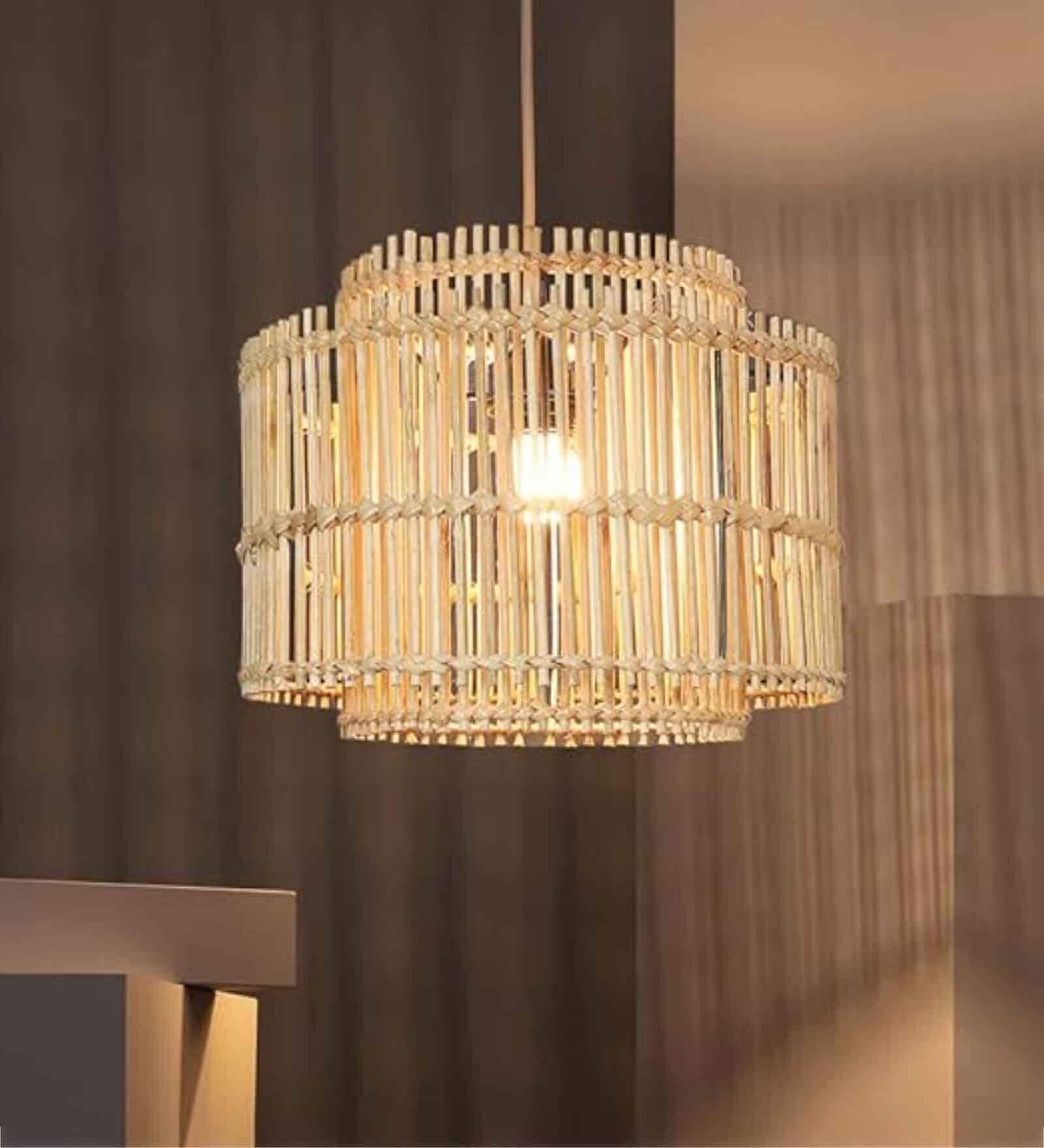 Premium Handcrafted- 12 Inch Rattan Cane Pendant Hanging Light (Beige) Premium Handcrafted- 12 Inch Rattan Cane Pendant Hanging Light (Beige)