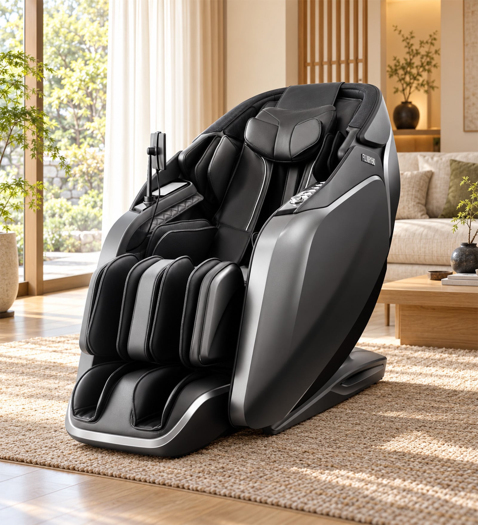Premium Leather Massage Chair In Dark Grey Colour