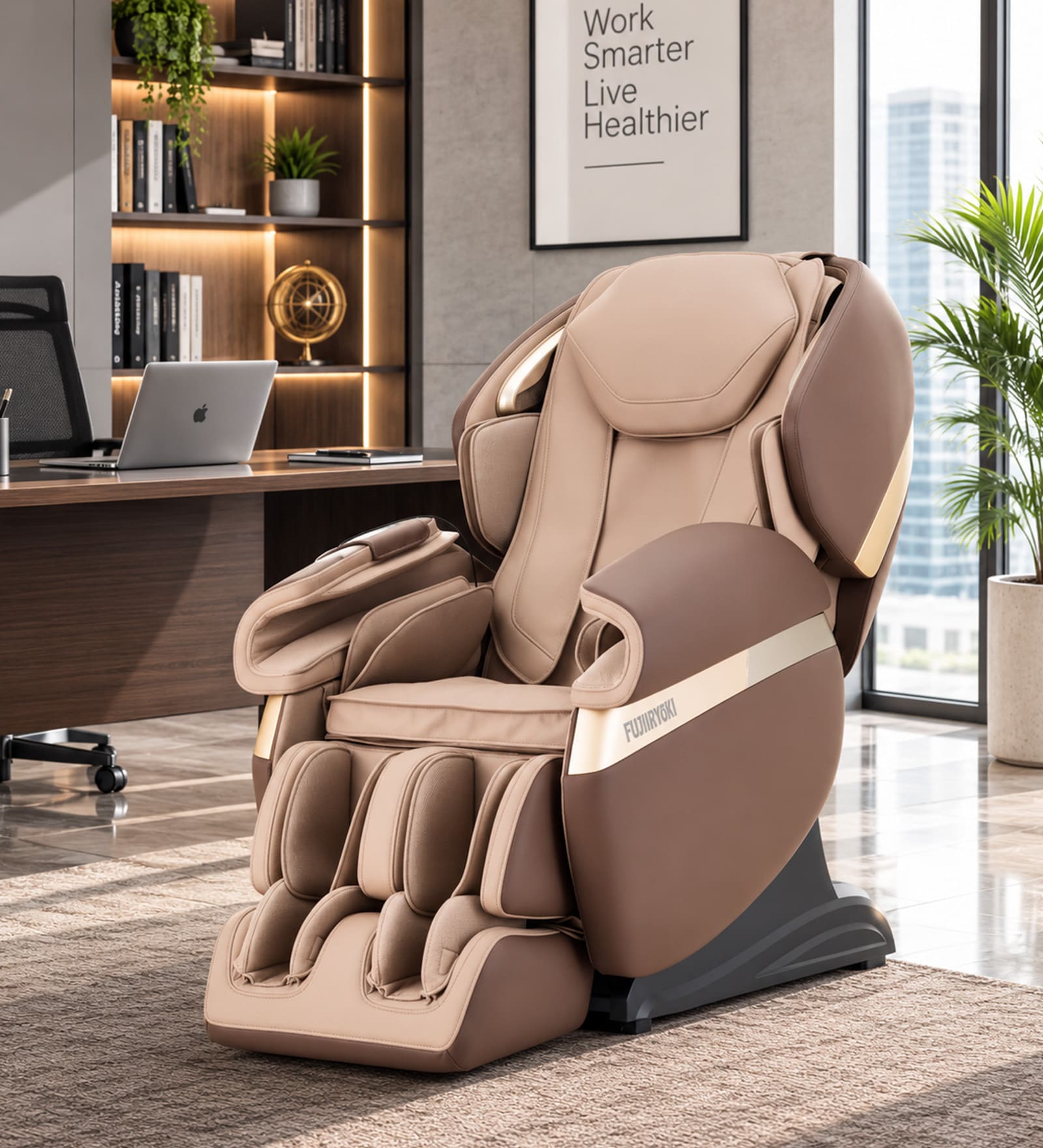 Premium Leather Massage Chair In Light Brown Colour Premium Leather Massage Chair In Light Brown Colour