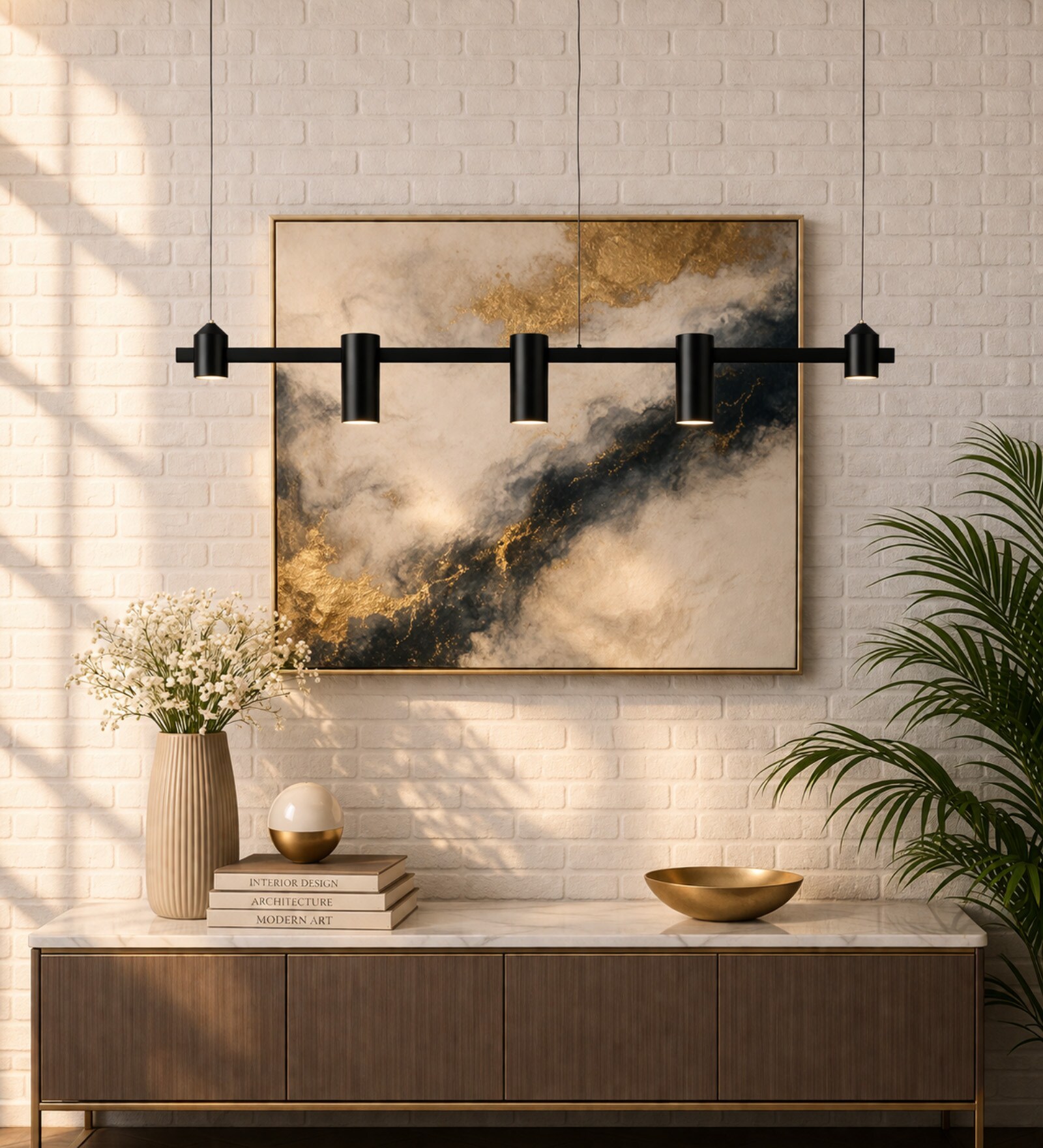 Premium Linear Black Pendant Light   30W | Adjustable Hanging | 4ft Length