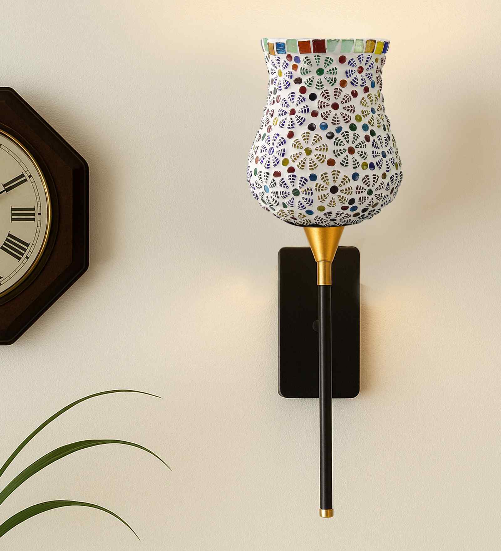 Premium Metal Wall Lamp with Handmade Mosaic Glass Shade Perfect for Bedroom, Living Room & Dining Spaces Premium Metal Wall Lamp with Handmade Mosaic Glass Shade Perfect for Bedroom, Living Room & Dining Spaces